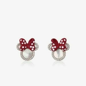 Cute Minnie Polka Dot Red Bow Earrings, NWT
